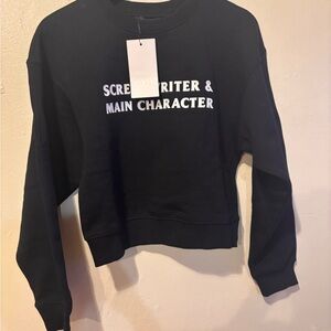 Zara Black Crew Neck Sweater with White Text